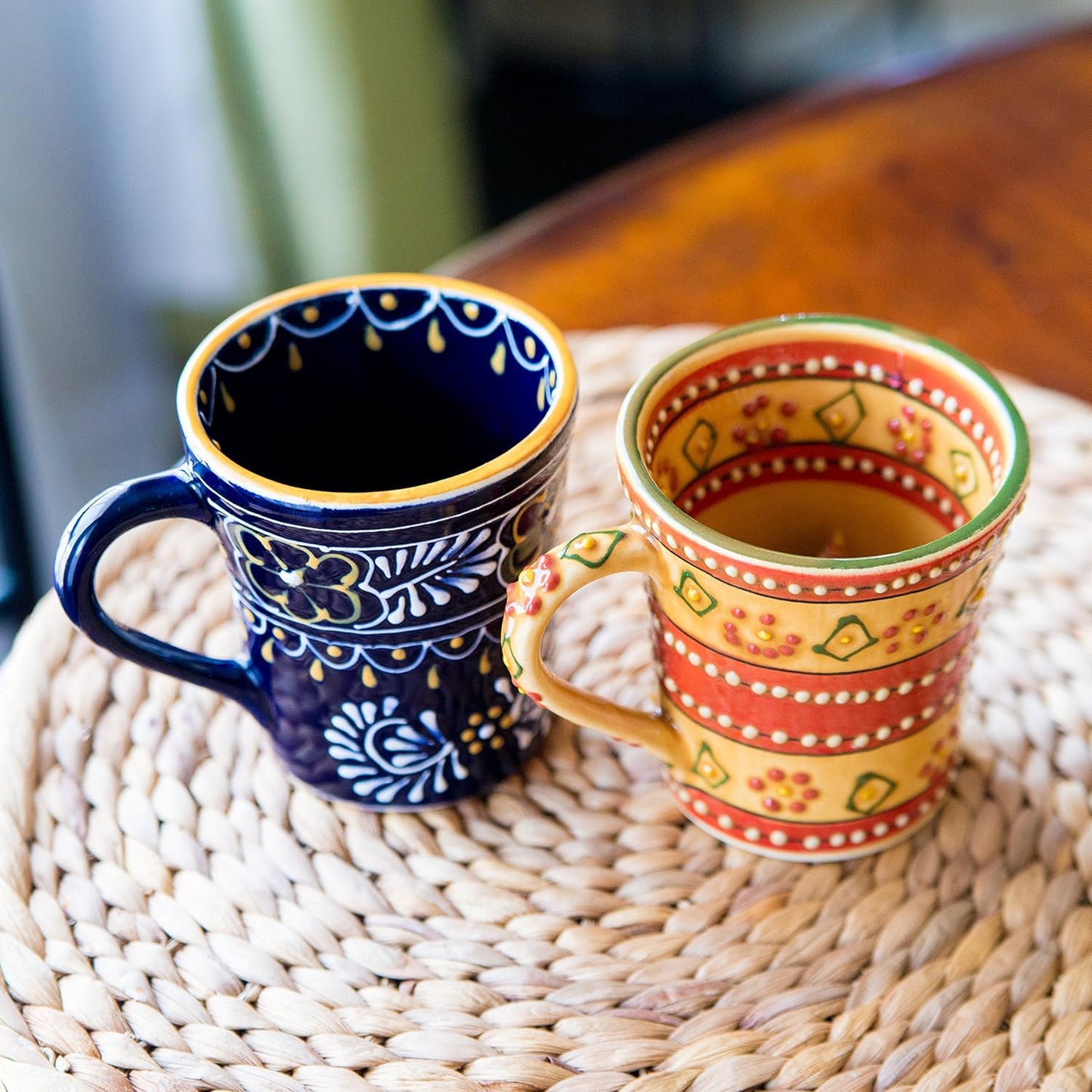 Encantada Handmade Hand-Painted Authentic Mexican Pottery Mugs (1-Pack, Mas Red)