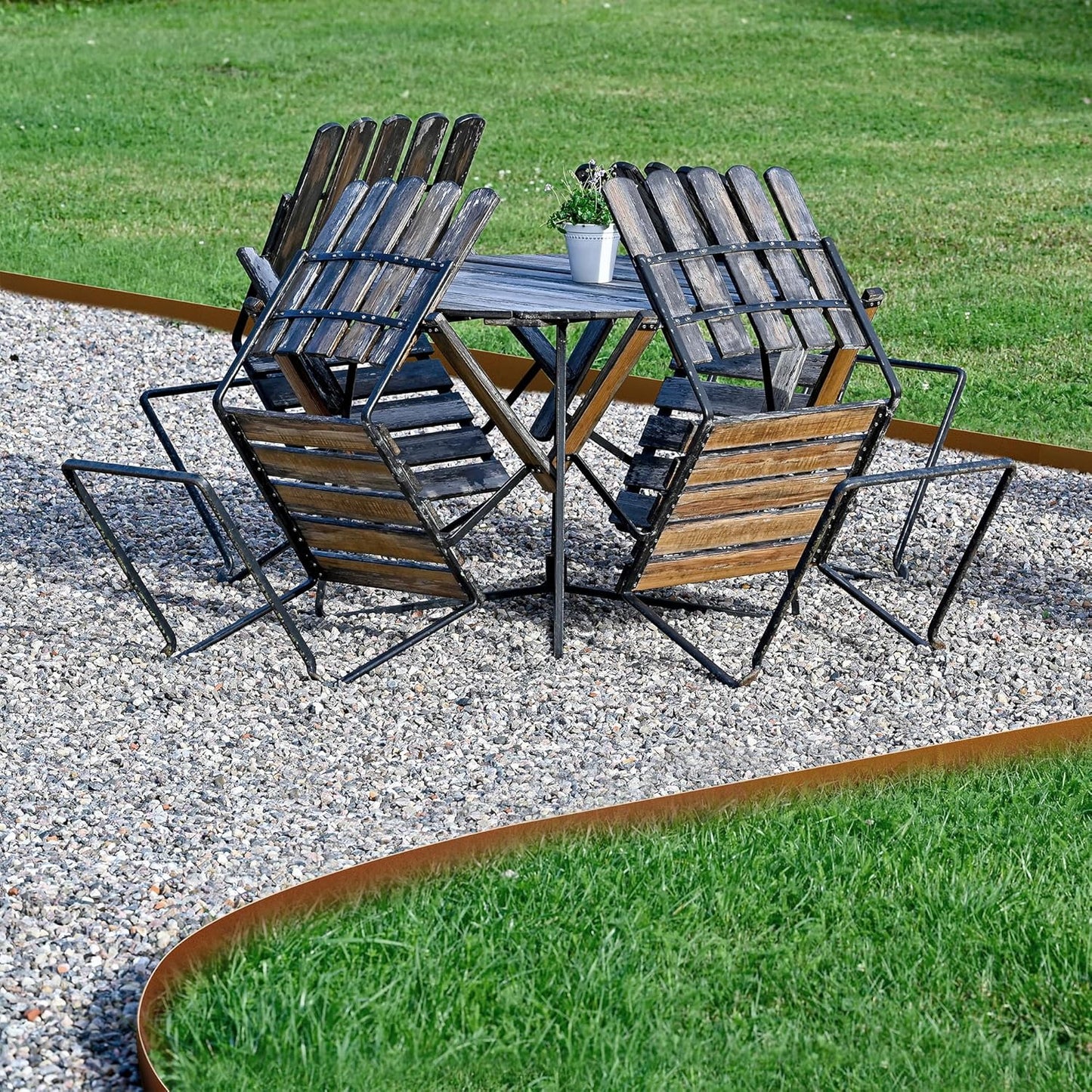 Worth Garden 6-Pack Pre-Rusted Cor-Ten Steel Landscape Edging - 40" L x 6" H Each (20ft Total) - No-Dig Hammer-in Heavy Duty 14-Gauge Metal Edging Border w/ 7 Clips & Gloves - Edge for Lawn Yard