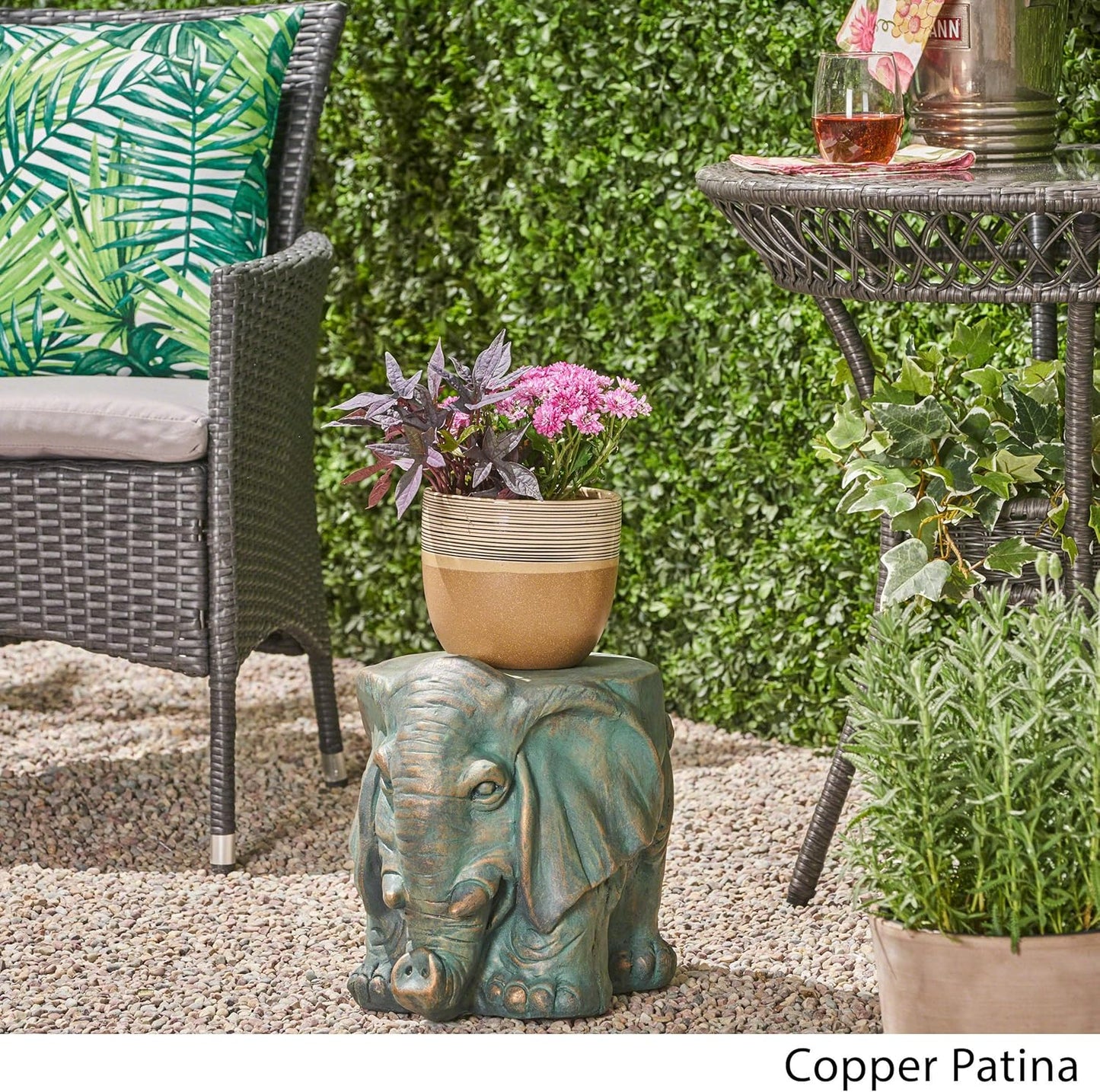 Christopher Knight Home Salome Elephant Garden Stool, Copper Patina