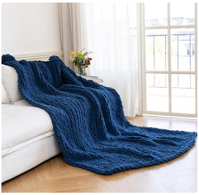 Premium Cream Chunky Knit Throw Blanket | 60"x80" Woven Rope Knot Design | Ultra Soft & Machine Washable